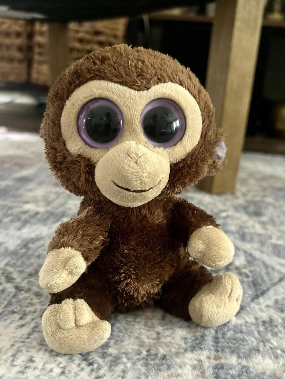 TY Beanie Boos Coconut Monkey Plush Solid Eyes, Plushie Beanie Baby Cutie